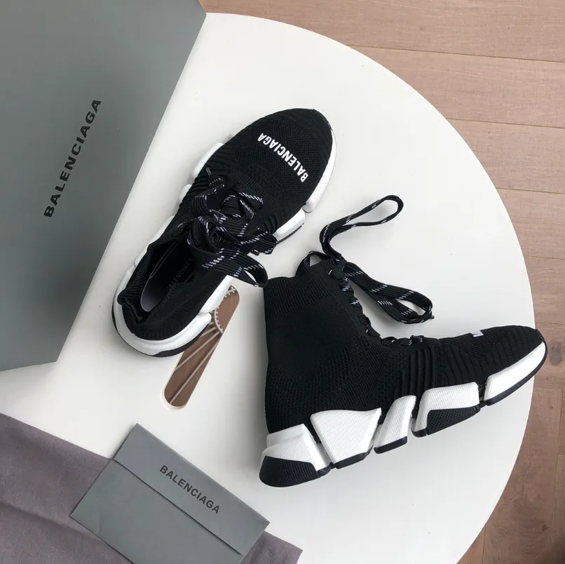 Balenciaga Speed Trainer Black White Sock Slip-Ons