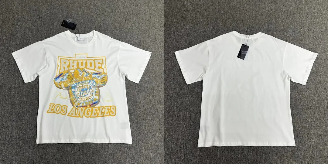 Rhude Letter Logo Print Cotton T-Shirt — Photo 9