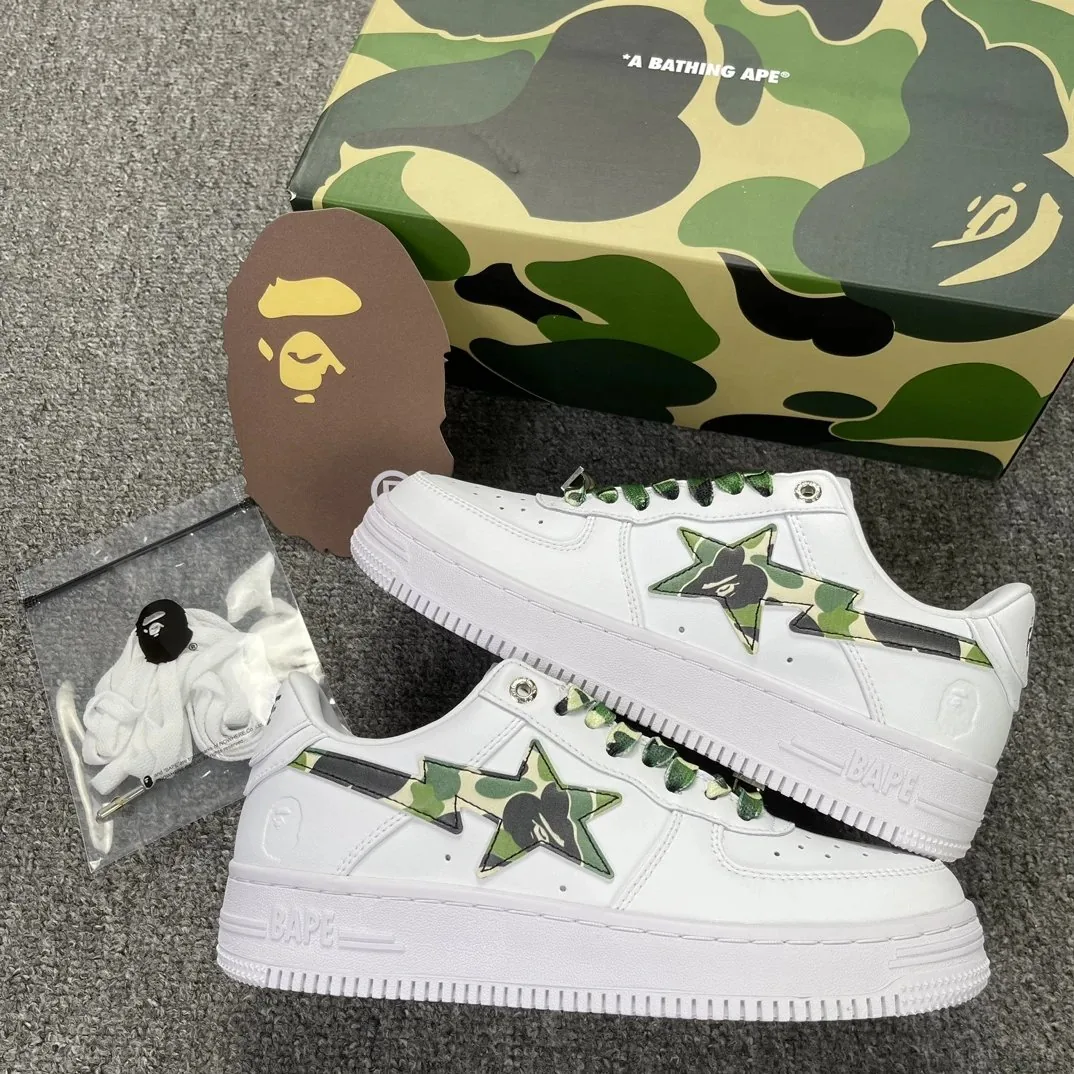 Bape Sta Grey Camo Star Low-Top Sneakers — QC