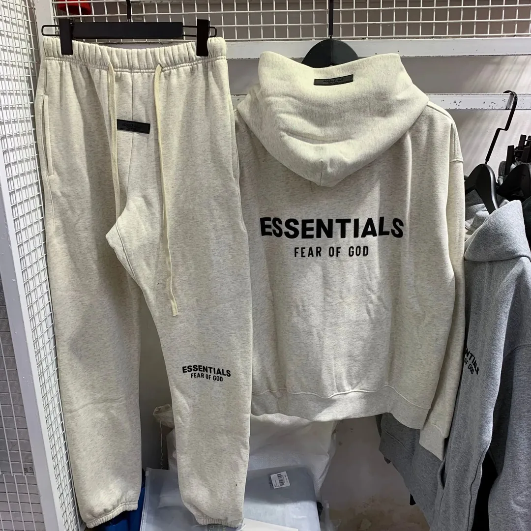 Essentials Flocked Print Fleece Hoodie