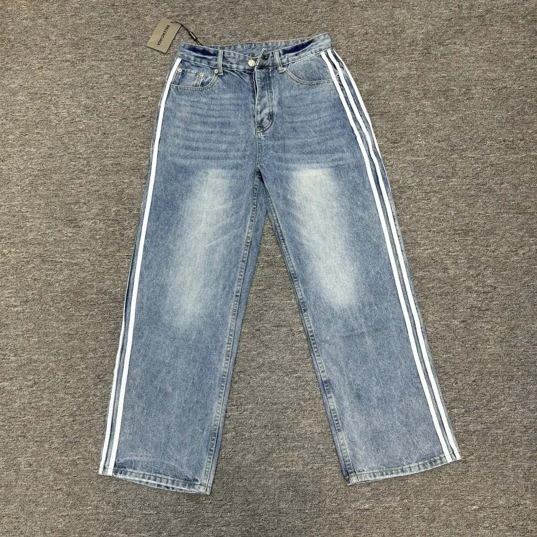 Washed Heavyweight Striped Jeans