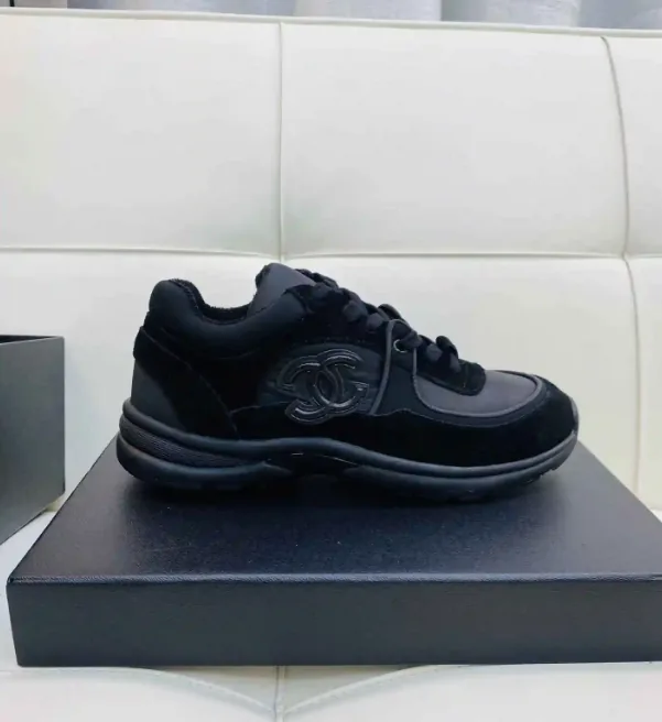 Chanel Navy Solid Low-Top Trainers — QC