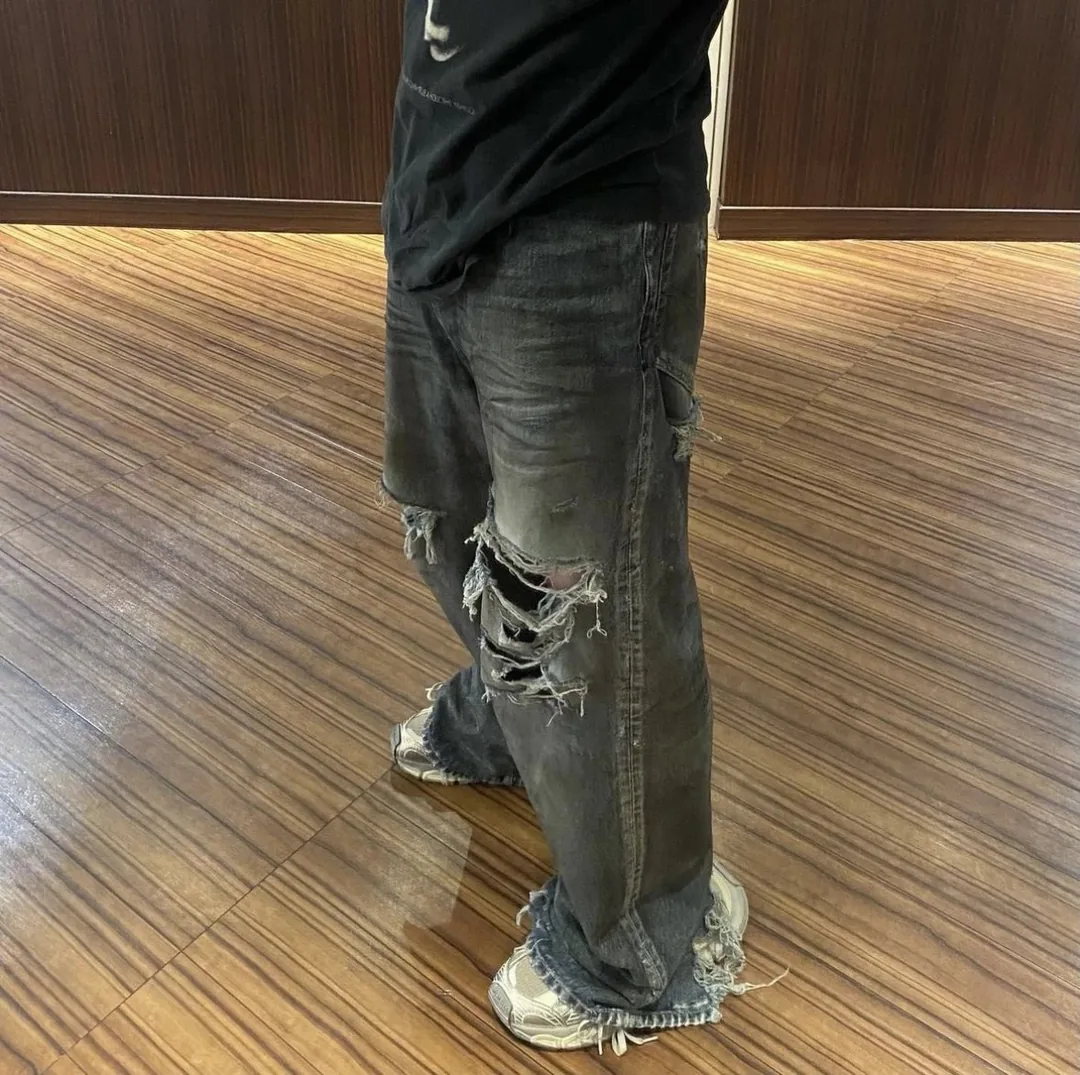 Blue Distressed Baggy Denim Jeans — photo 5