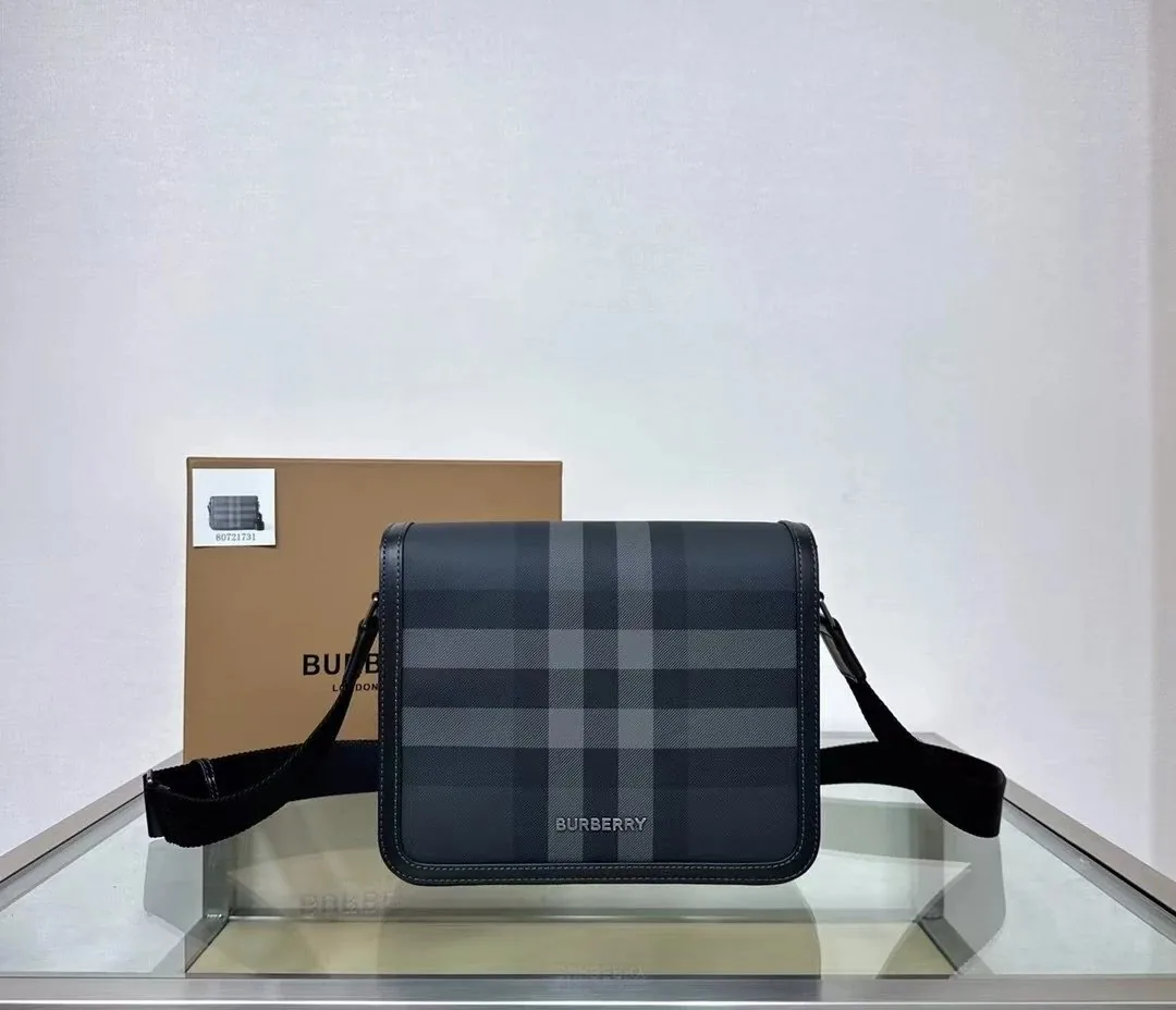 Burberry Check Leather Messenger Bag