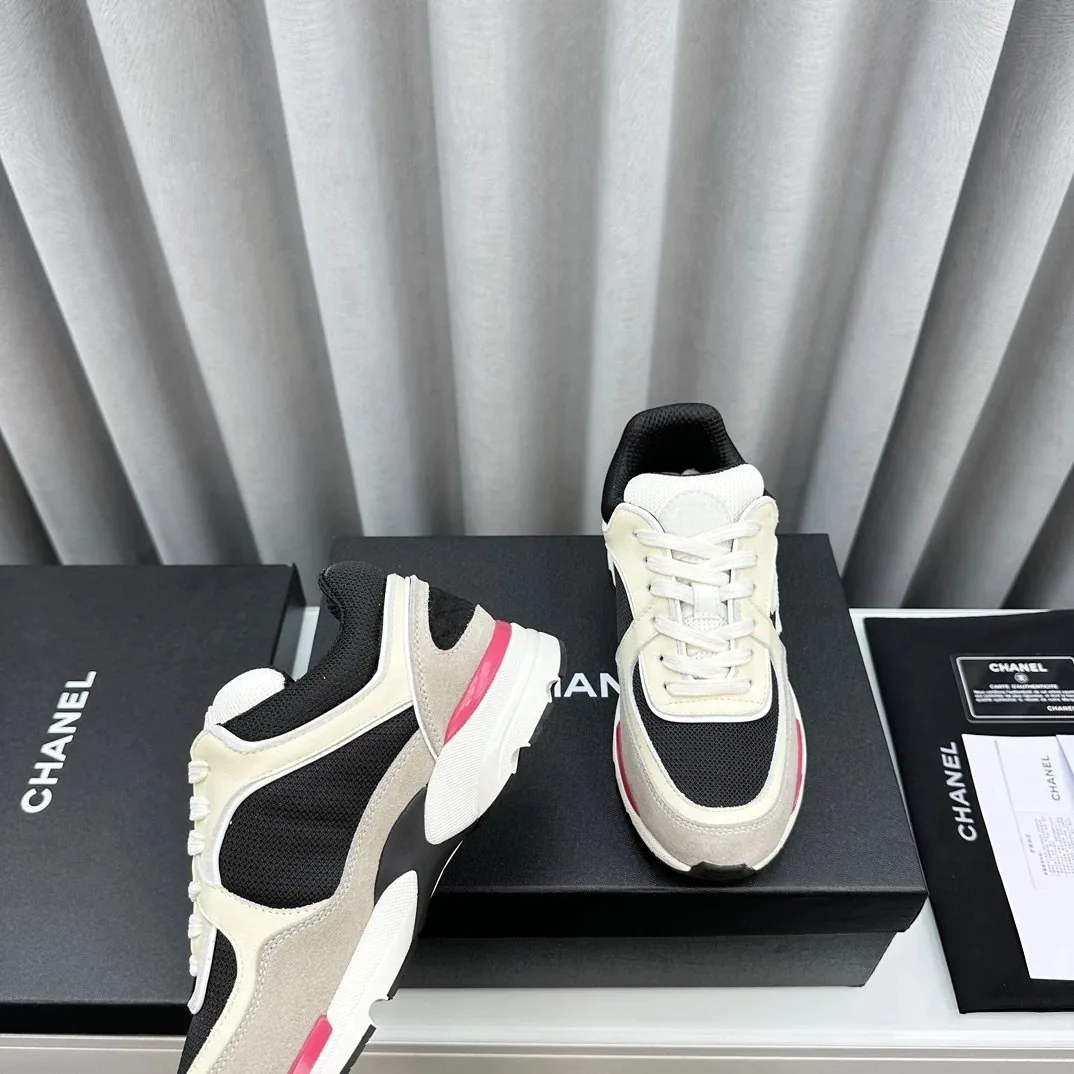 Chanel Navy Solid Low-Top Trainers — QC