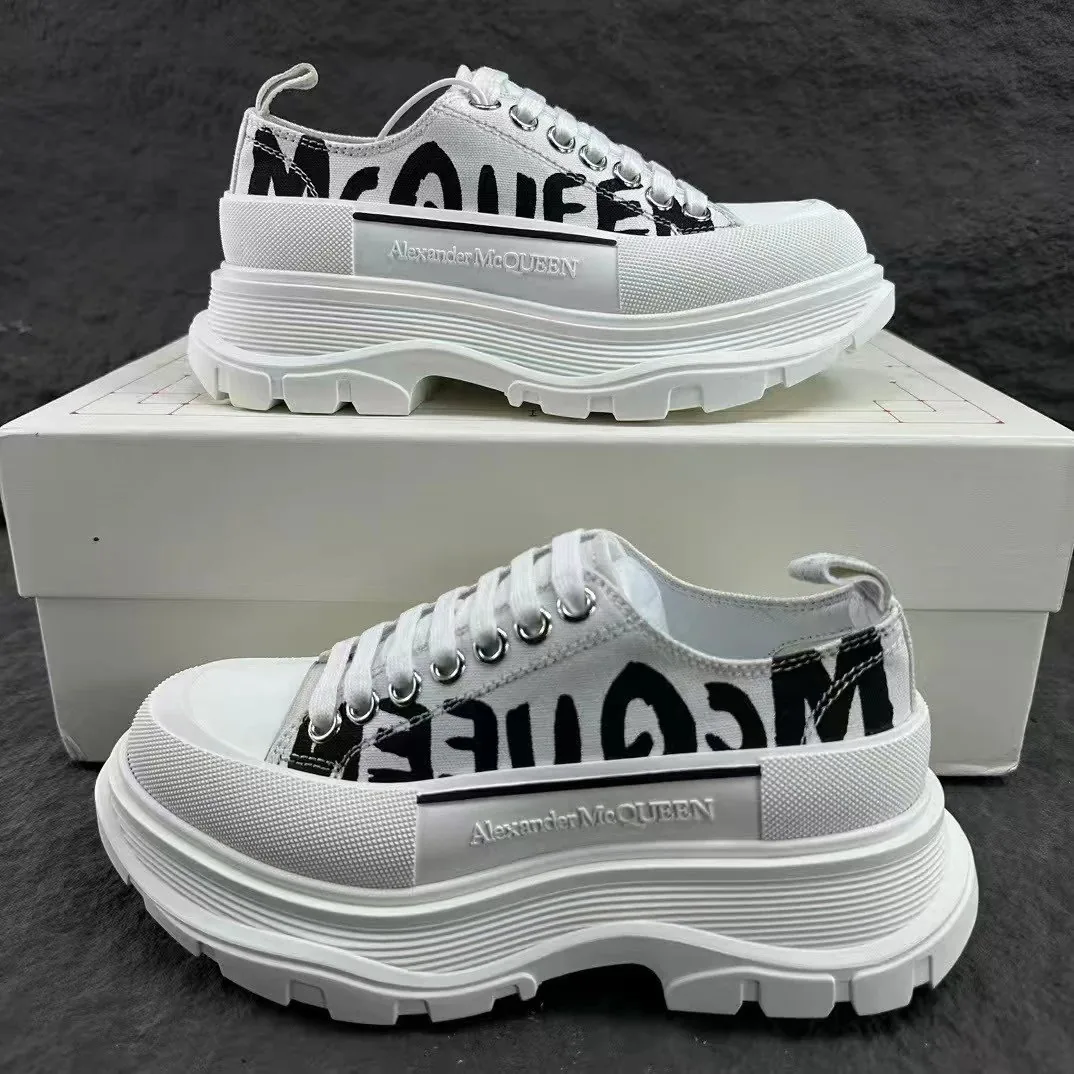 Alexander McQueen White Platform Canvas Shoes — Photo 13