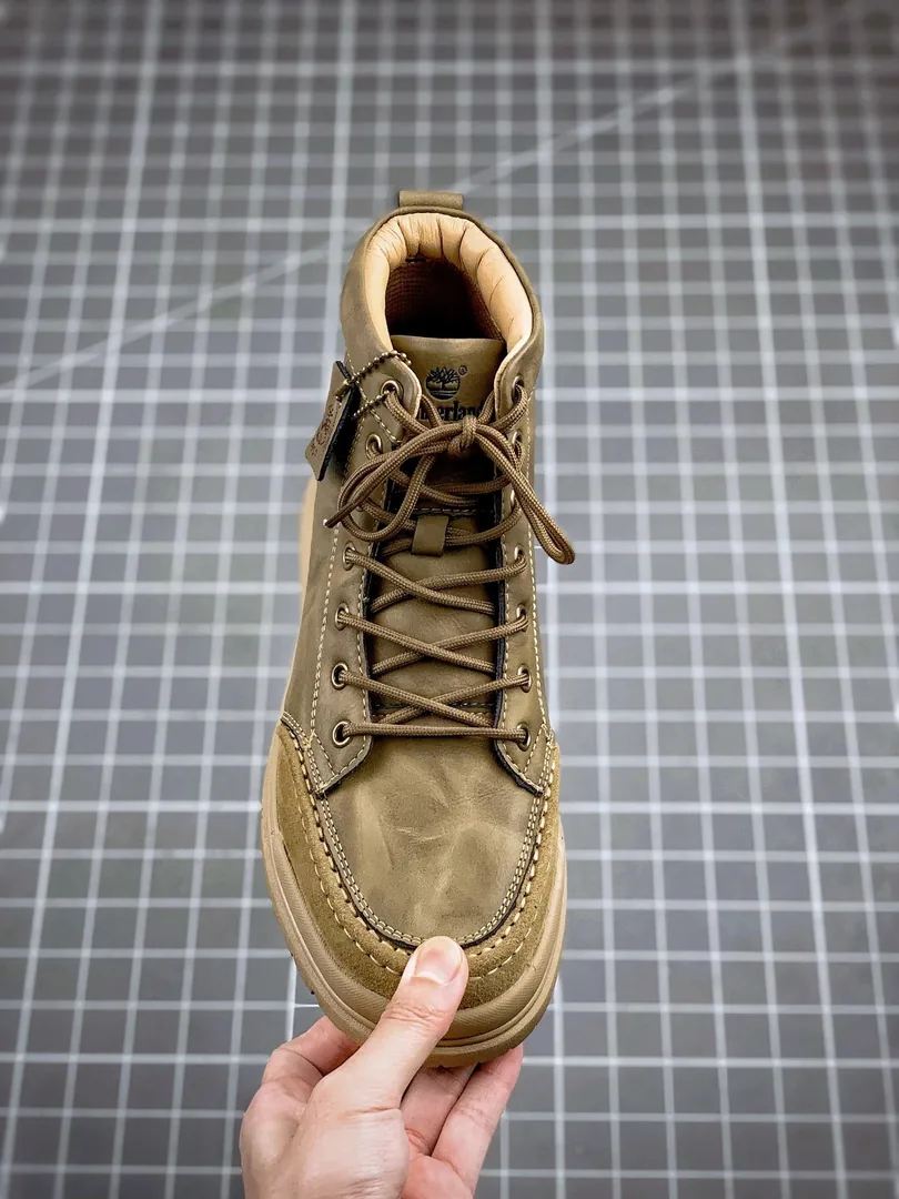 Timberland Beige Knit Mid-Top Sneakers — QC