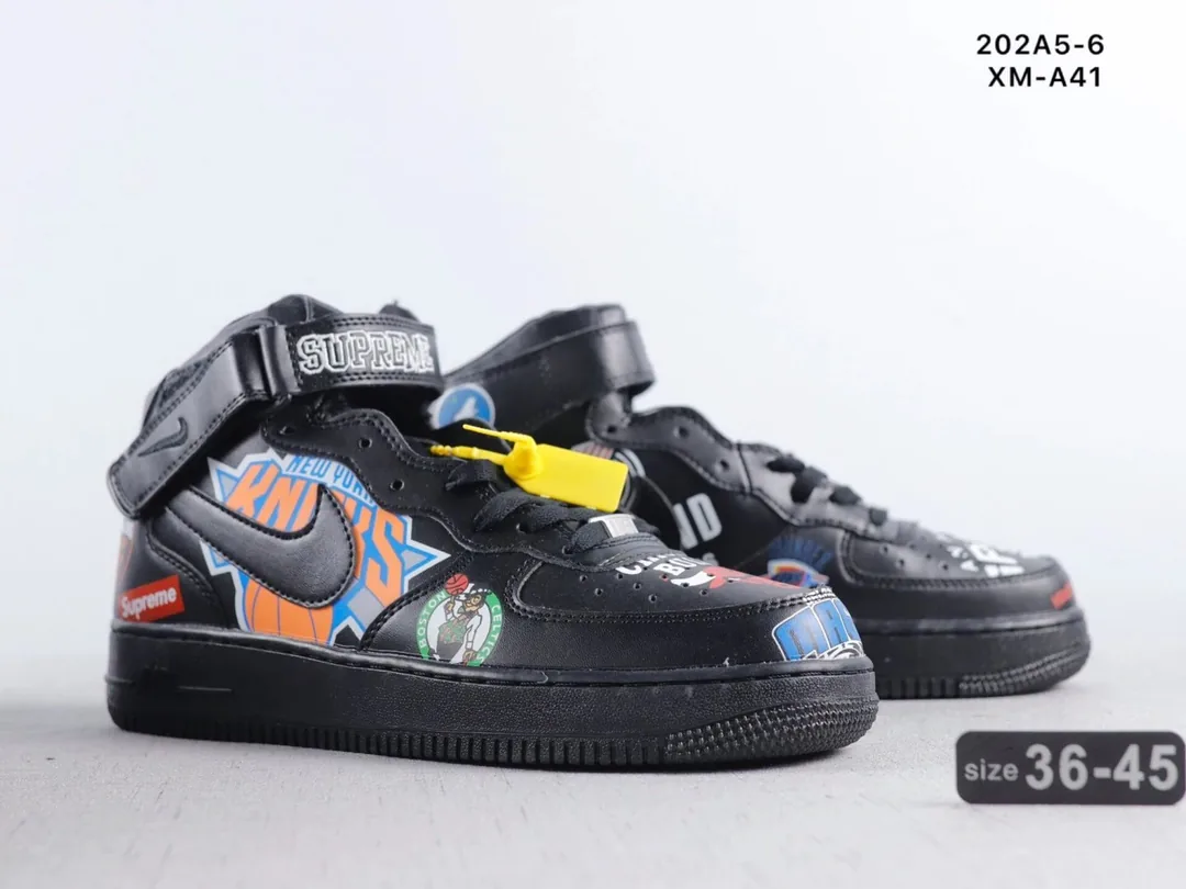 Nike Air Force 1 Mid White Navy Supreme Sneakers — QC