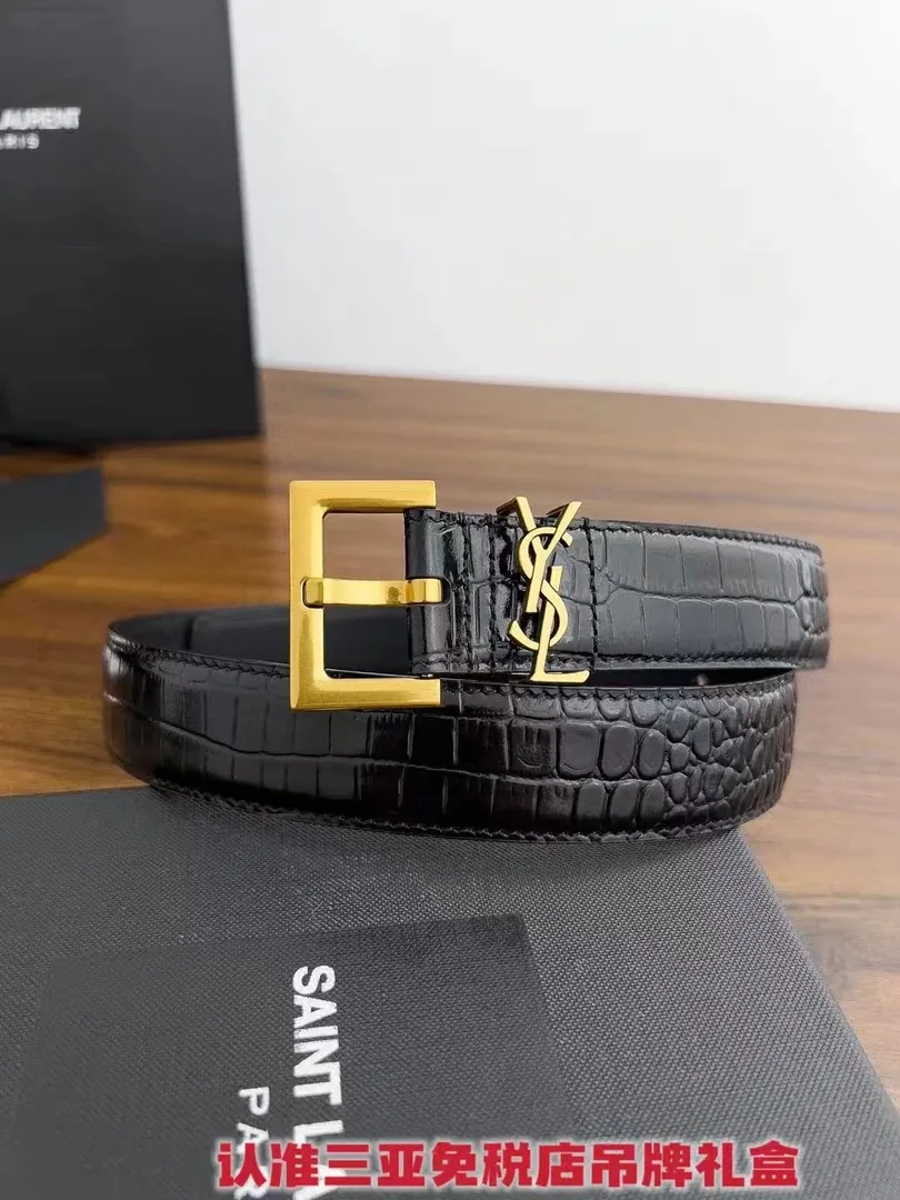 Saint Laurent YSL Logo Buckle Leather Belt — QC