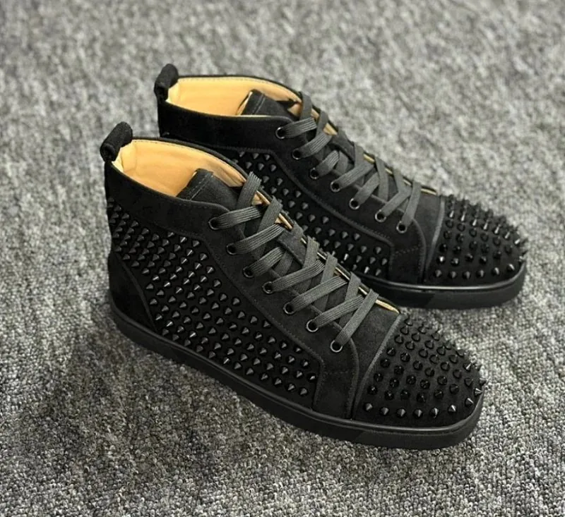 Christian Louboutin Louis Spikes Black Court Trainers