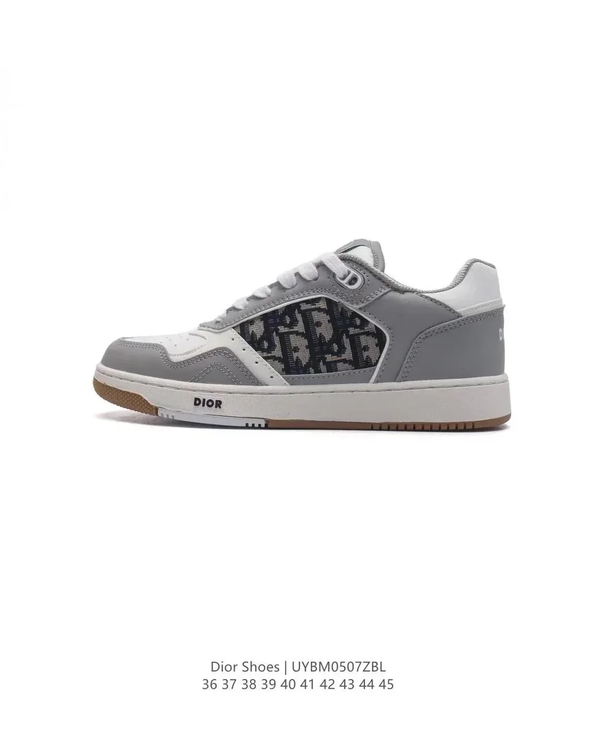 Dior B27 Grey Bee-Print Trainers