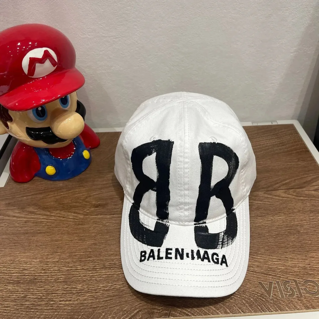 Balenciaga Grey Distressed Print Cap — Photo 8