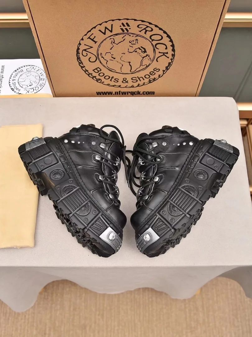 New Rock Black White Gold Hardware Sneakers — Photo 11