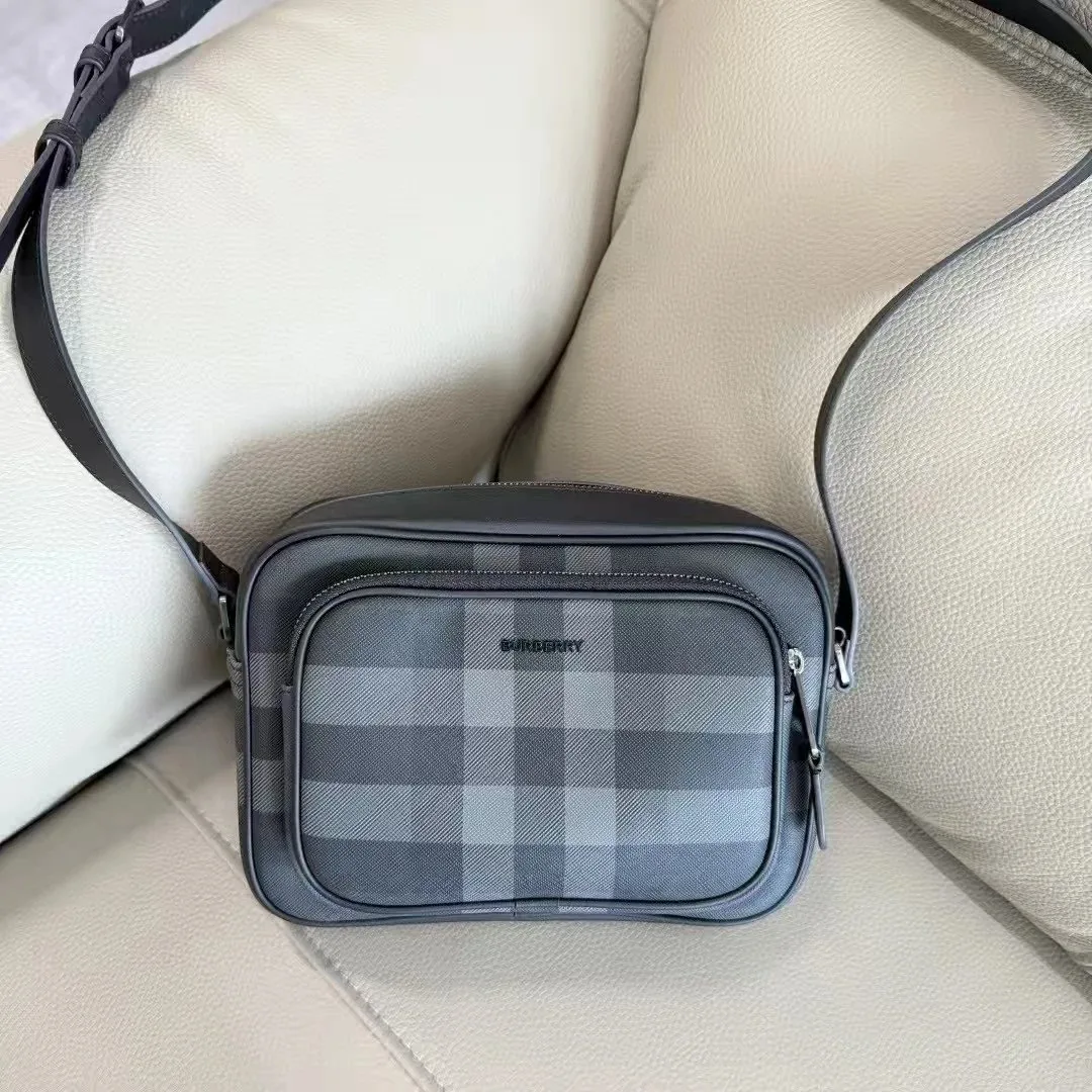 Burberry Check Leather Messenger Bag — Photo 14