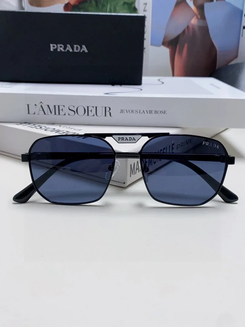 Prada Logo Square Aviator Sunglasses Blue — photo 7
