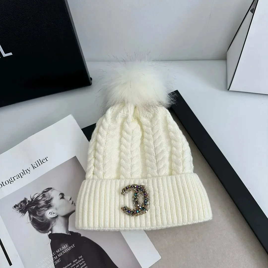 Chanel Logo Pom Pom Knit Beanie Collection — QC