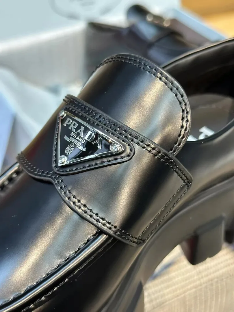 Prada Monolith Brushed Leather Loafers — QC