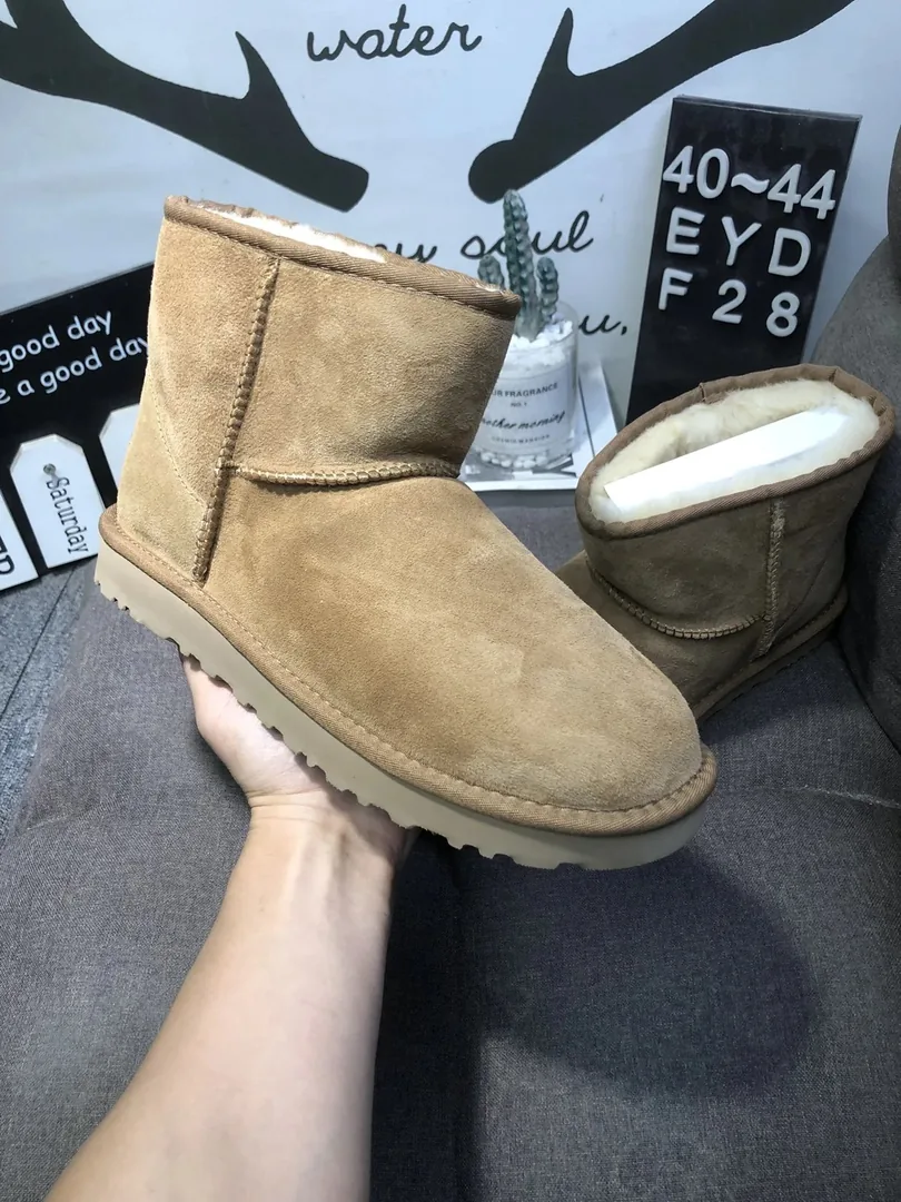 UGG Classic Ultra Mini Yellow Black Shearling Snow Boots — Photo 11