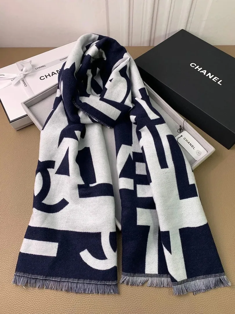 Chanel Logo Print Cashmere Scarf — photo 11