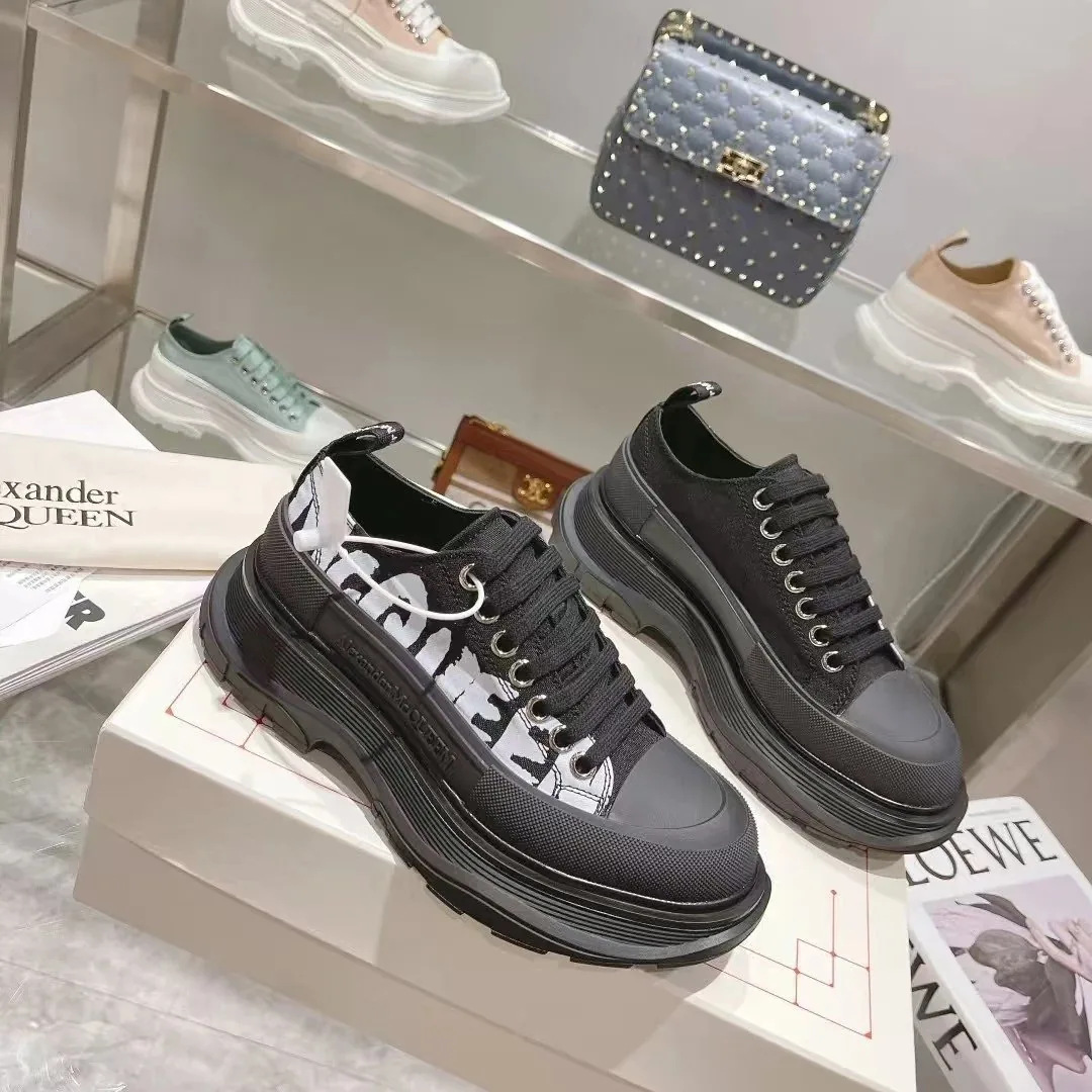 Alexander McQueen White Platform Canvas Shoes — Photo 15