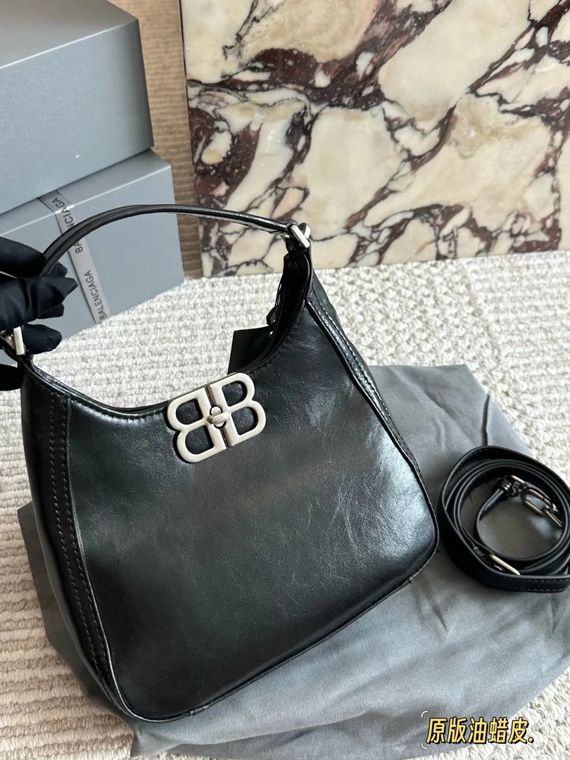 Balenciaga Leather Hobo Lock Bag