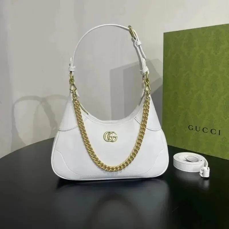 Gucci Leather Chain Hobo Shoulder Bag — QC