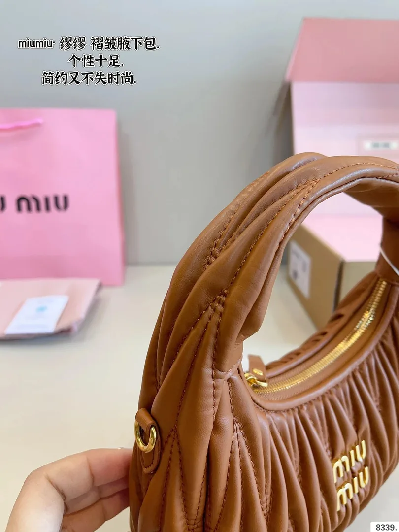 Miu Miu Ruched Leather Underarm Bag — QC