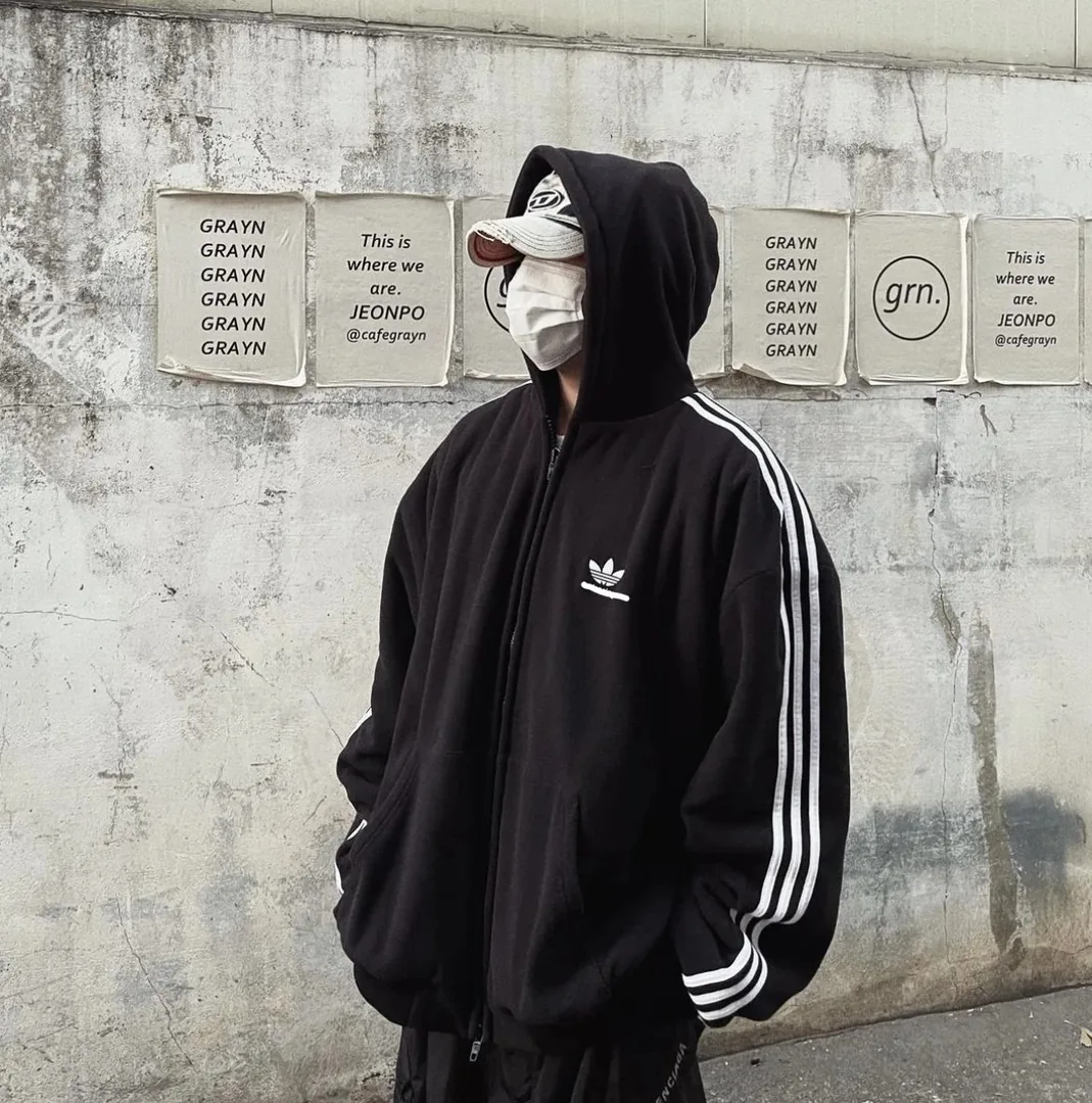 Balenciaga Three-Stripe Zip Hoodie