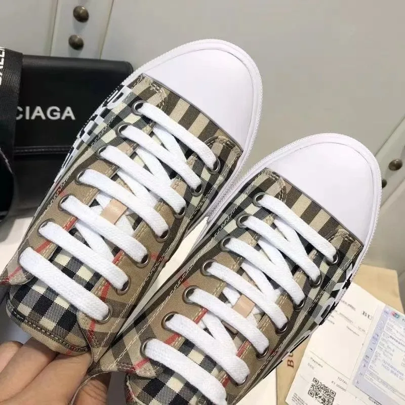 Burberry Blue Monogram Check Cotton Sneakers — Photo 8