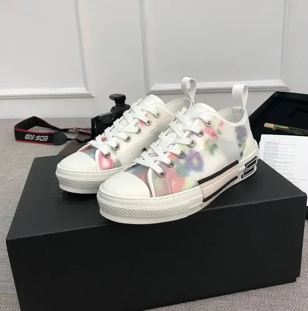 Dior B23 White Black B-23 Floral Sneakers — Photo 4