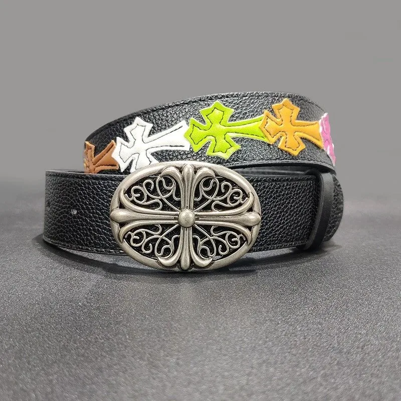 Leather Cross Floral Couple Belt — Photo 4