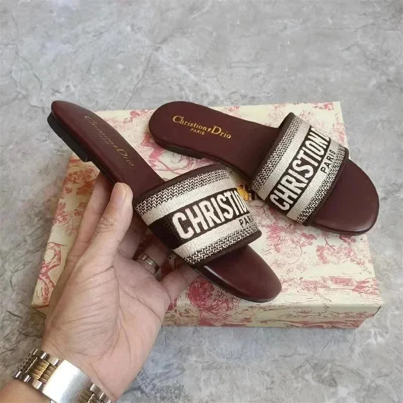 Dior Christian Dior Paris Embroidered Slides — QC