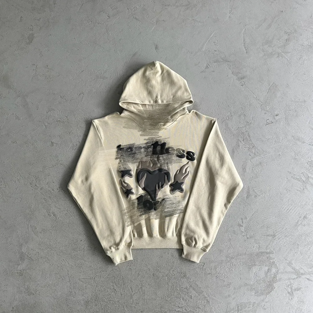 Broken Planet Black Flaming Heart Hoodie