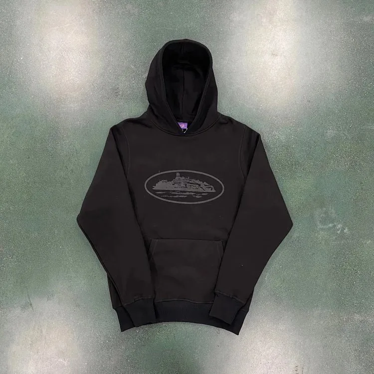 Black Print Crewneck Sweatshirt