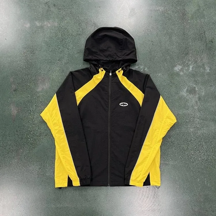 Black Yellow Colorblock Windbreaker