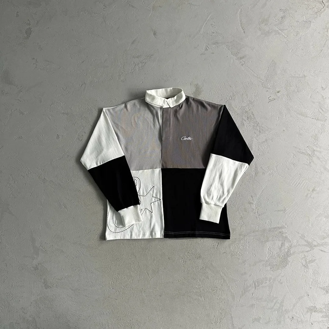 Black Grey Colorblock Polo Shirt