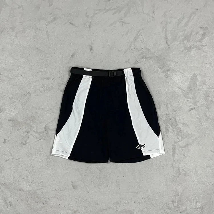 Black White Woven Shorts