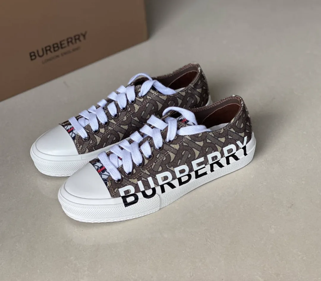 Burberry Blue Monogram Check Cotton Sneakers — Photo 3