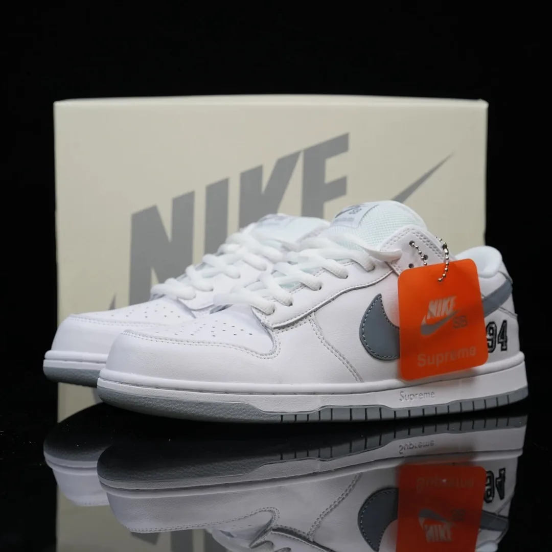 Nike Dunk Low White Supreme Sneakers