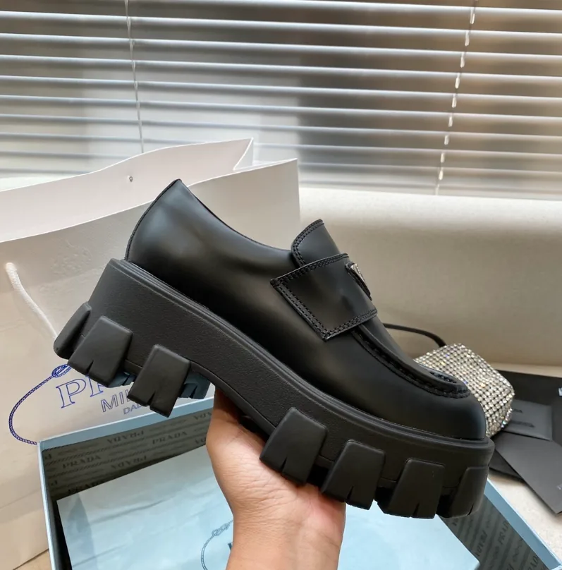 Prada Monolith Brushed Leather Loafers — QC