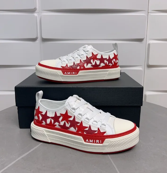 Amiri Stars Court Low White Beige Star Patch Sneakers — Photo 11