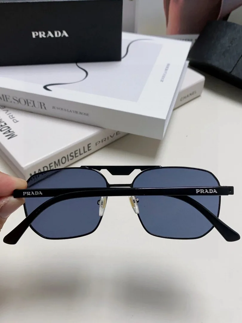 Prada Logo Square Aviator Sunglasses Blue — photo 5
