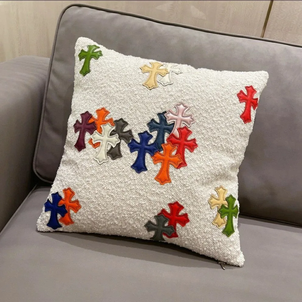 Shearling Cross Embroidered Cushion — QC