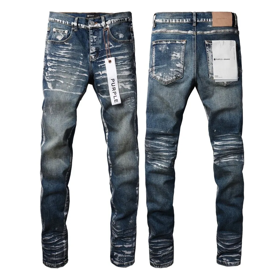 Purple Distressed Ripped Slim Jeans — photo 8