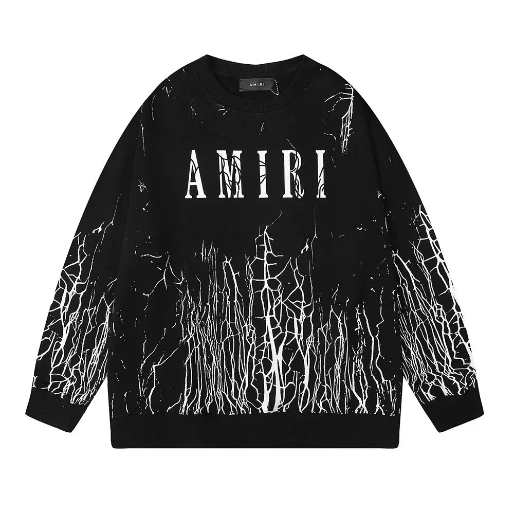 Amiri Cracked Logo Print Cotton Hoodie