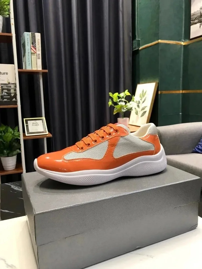 Prada Americas Cup Leather Low-Top Sneakers — Photo 8