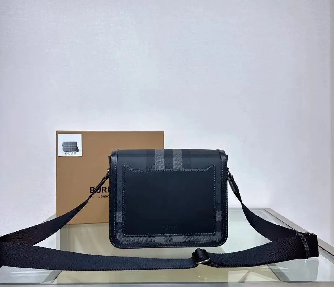 Burberry Check Leather Messenger Bag — photo 7