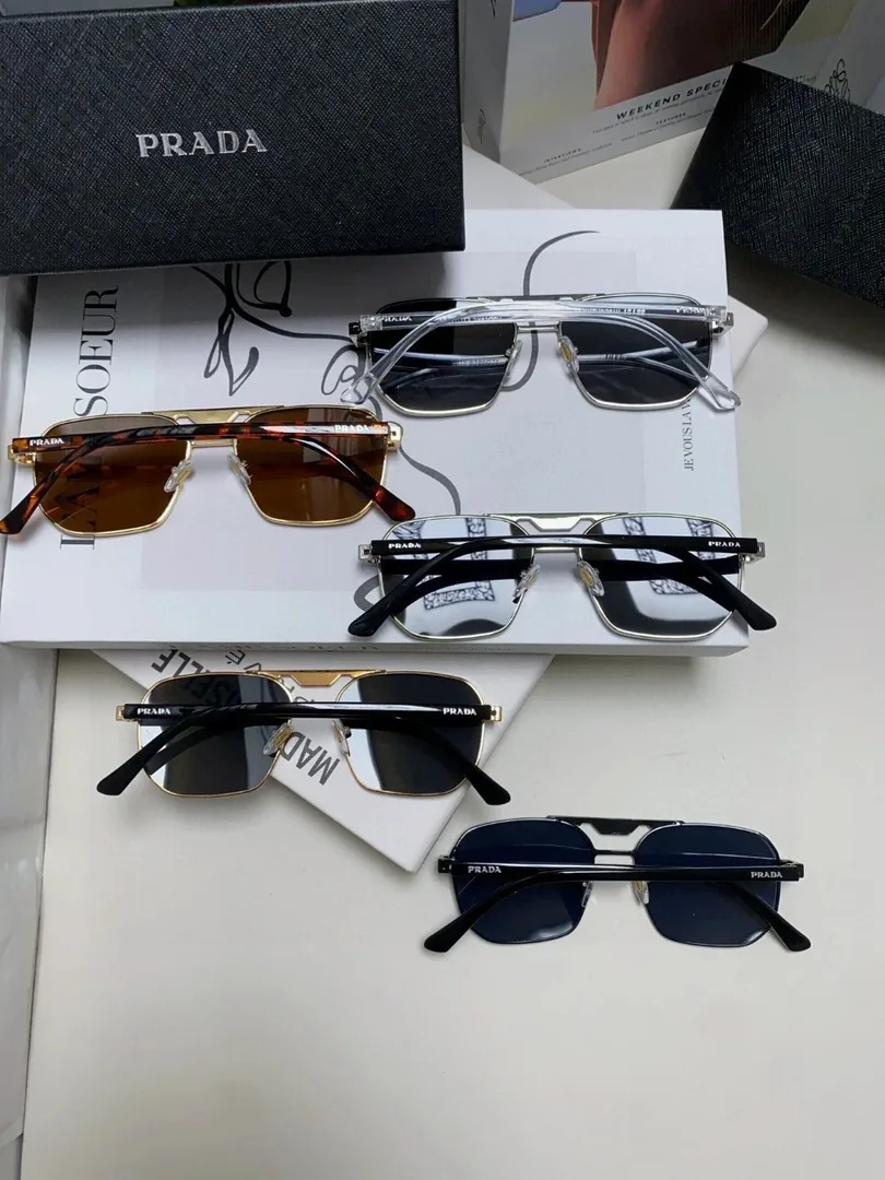 Prada Logo Square Aviator Sunglasses Blue — photo 9