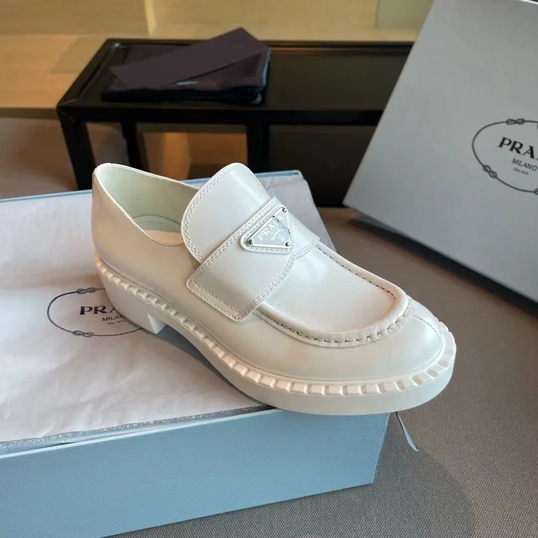 Prada Monolith White Black Leather Sneakers — Photo 14