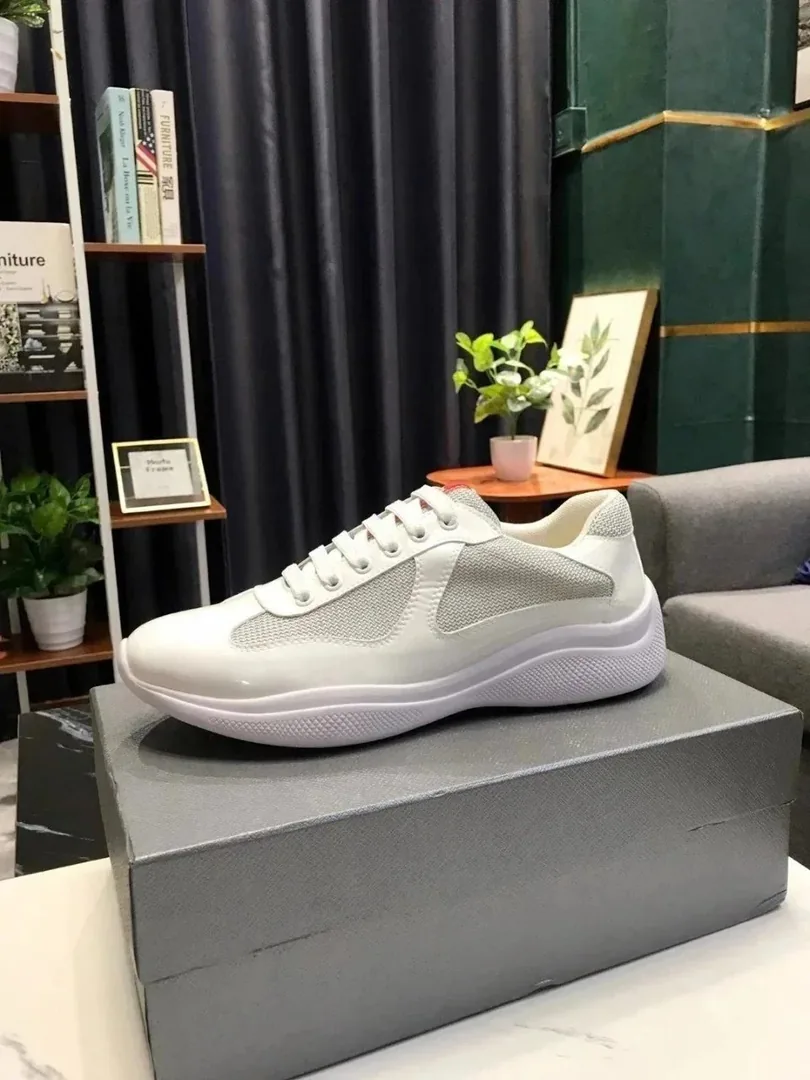 Prada America's Cup Blue Leather Low-Top Sneakers — Photo 14